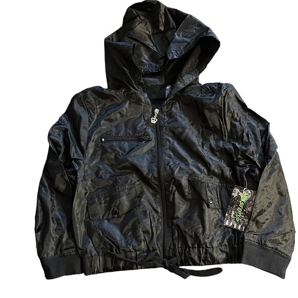 One Step Up Black Hooded Zipper Jacket Pockets Kids Girls Medium 12 Polyester - Picture 1 of 4